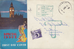 109555 - 1973 SURCHARGED MAIL LINCOLN TO PORTSMOUTH/STAMPS ON REVERSE.