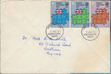 109555 - 1973 SURCHARGED MAIL LINCOLN TO PORTSMOUTH/STAMPS ON REVERSE.