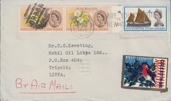 109577 - 1963  AIR MAIL PLYMOUTH TO LIBYA.