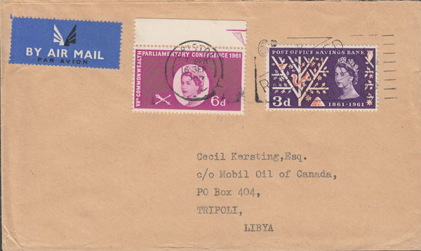 109586 - 1962  AIR MAIL BRISTOL TO LIBYA.