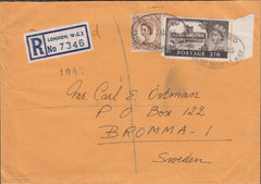 109590 - 1965 REGISTERED MAIL LONDON TO SWEDEN/2/6 CASTLE.