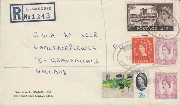 109593 - 1968 REGISTERED MAIL LONDON TO HOLLAND/2/6 CASTLE USAGE.