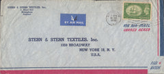 109655 - 1953 AIR MAIL NOTTINGHAM TO USA/2/6 GREEN (SG509).