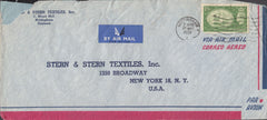 109658 1953 AIR MAIL NOTTINGHAM TO NEW YORK USA WITH 2/6 GREEN (SG509).
