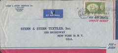 109660 - 1953 AIR MAIL NOTTINGHAM TO USA/2/6 GREEN (SG509).