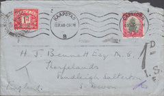 109678 - 1940 UNDERPAID MAIL SOUTH AFRICA TO BUDLEIGH SALTERTON.