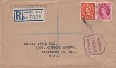 109705 - 1956 REGISTERED MAIL LONDON TO USA.