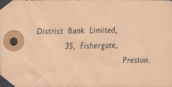 109730 - 1953 BANKER'S SPECIAL PACKET PARCEL TAG.