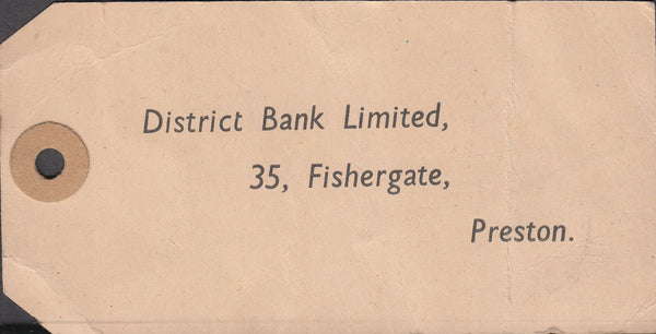 109735 - 1955 BANKER'S SPECIAL PACKET PARCEL TAG.