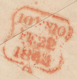 109780 - 1844 DORSET "BRIDPORT" TOWN CANCELLATION ON 1D PINK ENVELOPE.