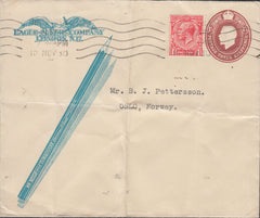109822 - 1930 ADVERTISING MAIL LONDON TO NORWAY.