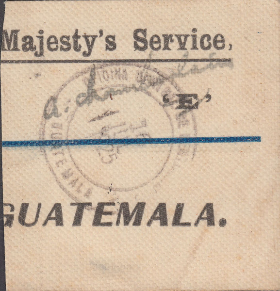 109858 - 1925 O.H.M.S. PART PARCEL TAG TO GUATEMALA/SEAHORSE ISSUE.