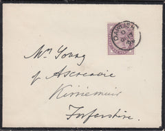 109870 - 1893 MOURNING ENVELOPE DAWLISH TO KIRRIEMUIR.