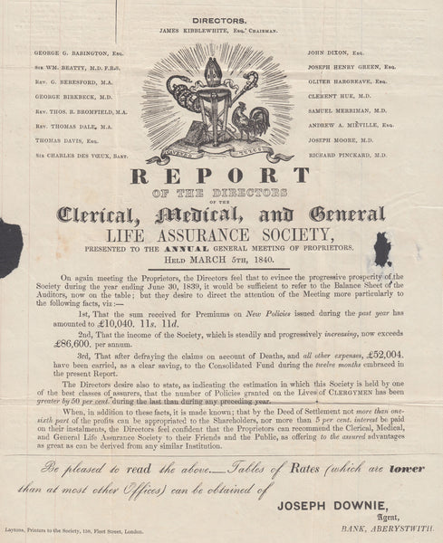 110021 - 1841 MULREADY ADVERT/CLERICAL MEDICAL AND GENERAL ASSURANCE SOCIETY (SPEC MA111j) ABERYSTWITH TO HAVERFORDWEST.