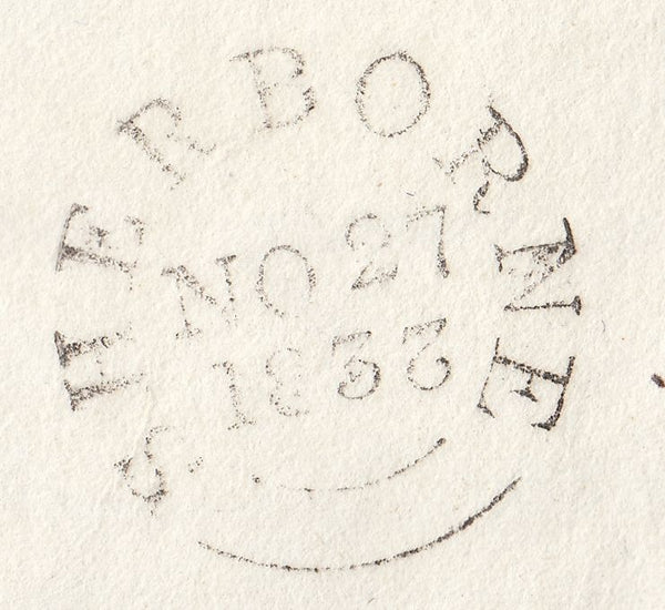 110207 - 1833 DORSET/"SHERBORNE" DATE STAMP ERROR OF DATE SLUGS.