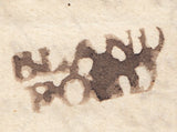 110212 - 1758 DORSET/"BLANDFORD" TWO LINE HAND STAMP IN BLACK (DT21).