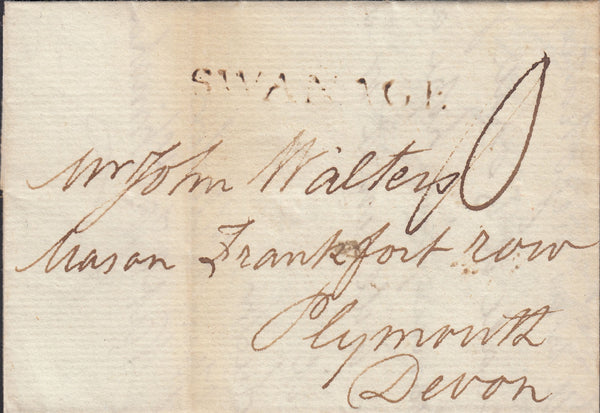 110248 - 1810 DORSET/"SWANAGE" STRAIGHT LINE HAND STAMP (DT576).