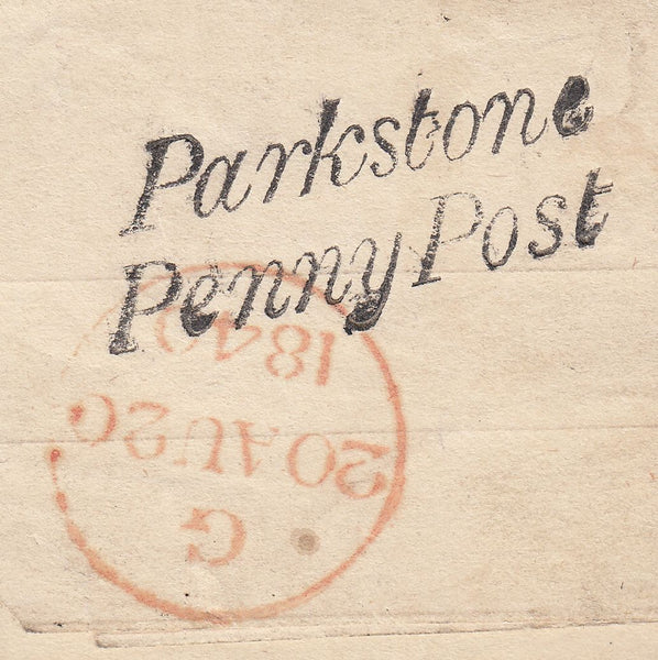 110258 - 1840 1D MULREADY POOLE TO LONDON/"PARKSTONE PENNY POST" (DT347).
