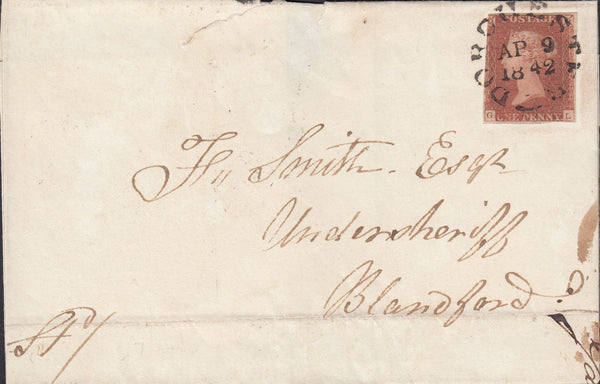 110281 - 1842 "DORCHESTER" TOWN CANCELLATION ON COVER (SPEC B1va).