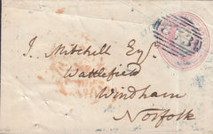 110285 - "873" NUMERAL OF WEYMOUTH IN BLUE ON 1D PINK ENVELOPE.