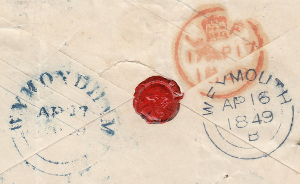 110285 - "873" NUMERAL OF WEYMOUTH IN BLUE ON 1D PINK ENVELOPE.