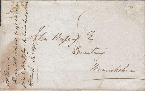 110291 - 1840 "INDIA LETTER WEYMOUTH" HAND STAMP IN RED.