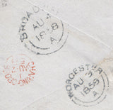 110325 - 1858 "MISSENT-TO WORCESTER" HAND STAMP (WO929) ON MAIL LONDON TO BROADWAY.