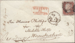 110326 -  1853 "MISSENT-TO WORCESTER" HAND STAMP (WO929) ON MAIL LONDON TO BROADWAY.