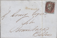 110357 - 1847 ESSEX/"BRAINTREE" SKELETON HAND STAMP.