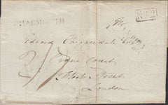 110394 - 1817 DORSET/"CHARMOUTH" HAND STAMP (DT132)/"BRIDPORT PENNY POST" (DT118).