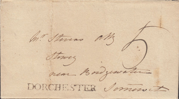 110413 - 1789 DORSET/"DORCHESTER" STRAIGHT LINE HAND STAMP (DT214).