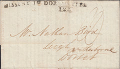 110414 - 1827 DORSET/"MISSENT TO" HAND STAMP (DT252) ON MAIL LONDON TO LEIGH DORSET.