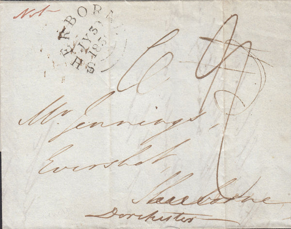 110421 - 1836 DORSET MISSENT MAIL LONDON TO SHERBORNE.