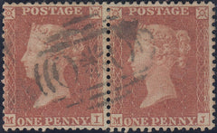 110480 - 1855 DIE 1 1D PL.202 S.C.14 (SG22) PAIR (MI MJ)/CRIMEAN "OXO" CANCELLATION.