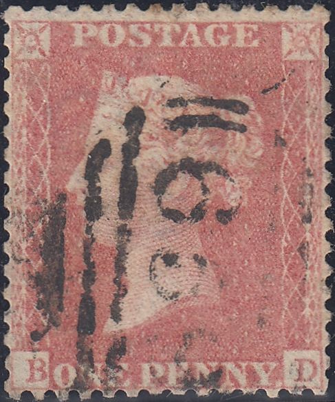 110508 - 1857 PL.27 "BD MAJOR RE-ENTRY" PALE RED ON TRANSITIONAL PAPER (SPEC C9(3)c).