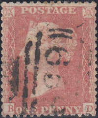 110508 - 1857 PL.27 "BD MAJOR RE-ENTRY" PALE RED ON TRANSITIONAL PAPER (SPEC C9(3)c).