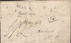 110658 - 1818 DORSET/"BLANDFORD 106" MILEAGE MARK (DT41)/CROSS WRITTEN/SCOTS ADDITIONAL "½ " HAND STAMP.
