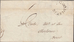 110847 - 1801 DORSET/"BLANDFORD" HORSESHOE STYLE HAND STAMP (DT34).