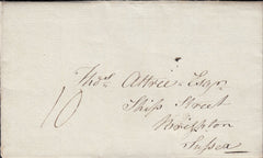 110886 -  1823 DORSET/"SWANAGE" HAND STAMP (DT581)/COASTAL ROUTE.