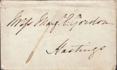 110904 - CIRCA 1840 DORSET/"CORFE-CASTLE" HAND STAMP (DT164).