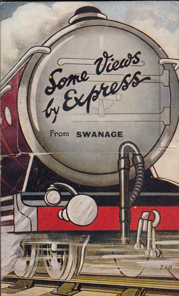 110905 - 1925 UNDERPAID NOVELTY POST CARD SWANAGE TO BOURNEMOUTH.