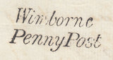 110928 1839 MAIL USED IN WIMBORNE, DORSET WITH 'Wimborne/Penny Post' HAND STAMP (DT733).