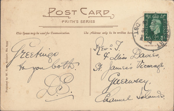 110958 - 1937 DORSET/"BRIDPORT" RUBBER CANCEL.