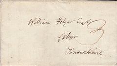 110977 - 1782 "SHERBORNE/POFT OFFICE" TYPE J DISTINCTIVE HAND STAMP ON MAIL TO COKER SOMERSET.