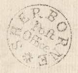 110977 - 1782 "SHERBORNE/POFT OFFICE" TYPE J DISTINCTIVE HAND STAMP ON MAIL TO COKER SOMERSET.