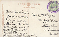 110993 - 1907 DORSET/ALWESTON RUBBER DATE STAMP.