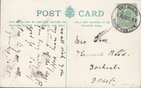 110996 - 1911 DORSET/EAST CHALDON RUBBER DATE STAMP.