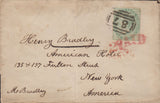 111004 - 1859 TRANSATLANTIC MAIL BLANDFORD TO NEW YORK/"MARNHALL" UDC/1S GREEN (SG72).