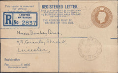 111025 - 1946 REGISTERED MAIL LANGTON MATRAVERS TO LEICESTER.