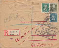 111088 - 1927 UNDELIVERED REGISTERED MAIL DRESDEN TO LILLIPUT DORSET.